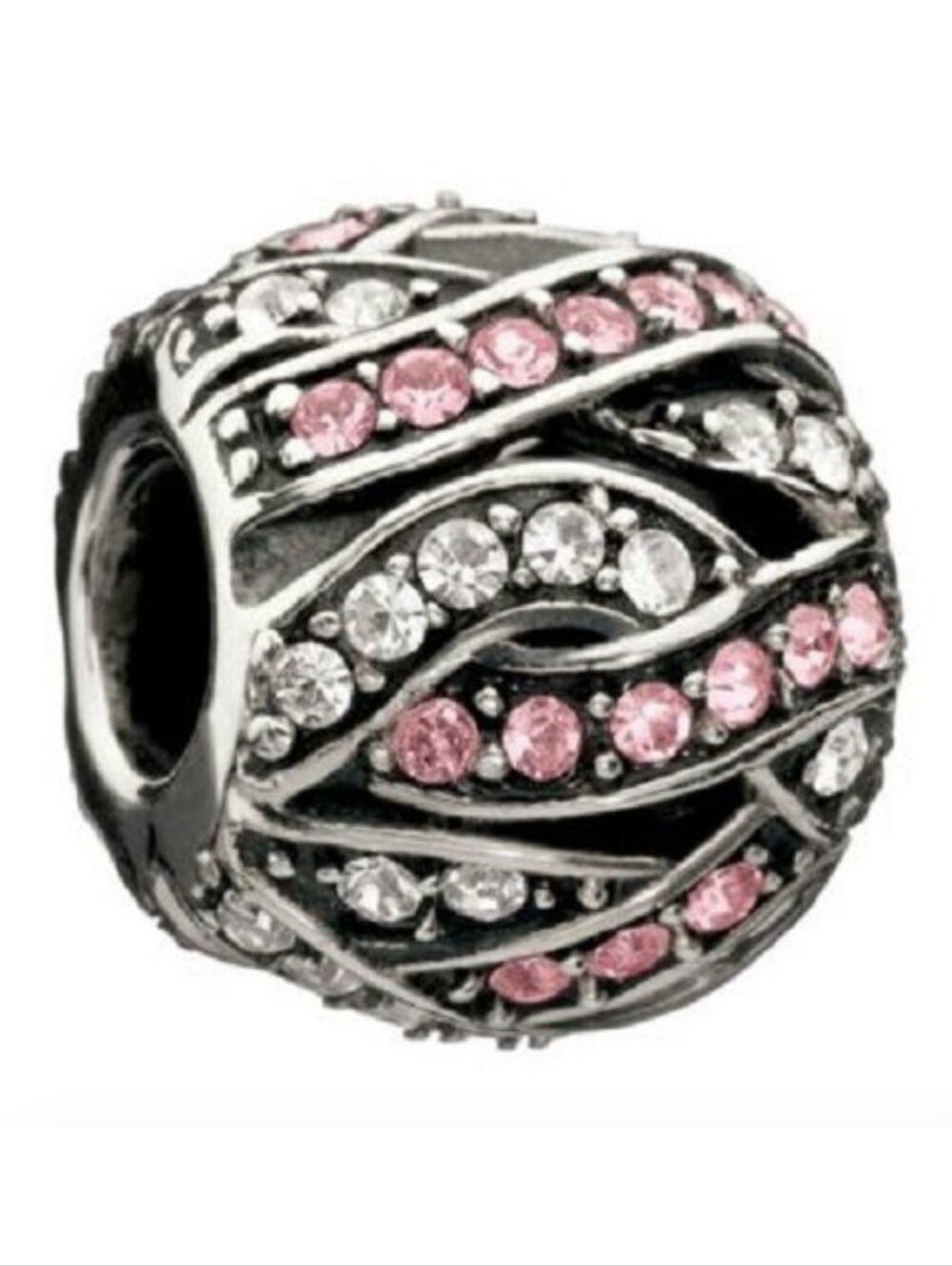 Chamilia Pink & Clear Crystal Bead Pandora Bracelet Charm